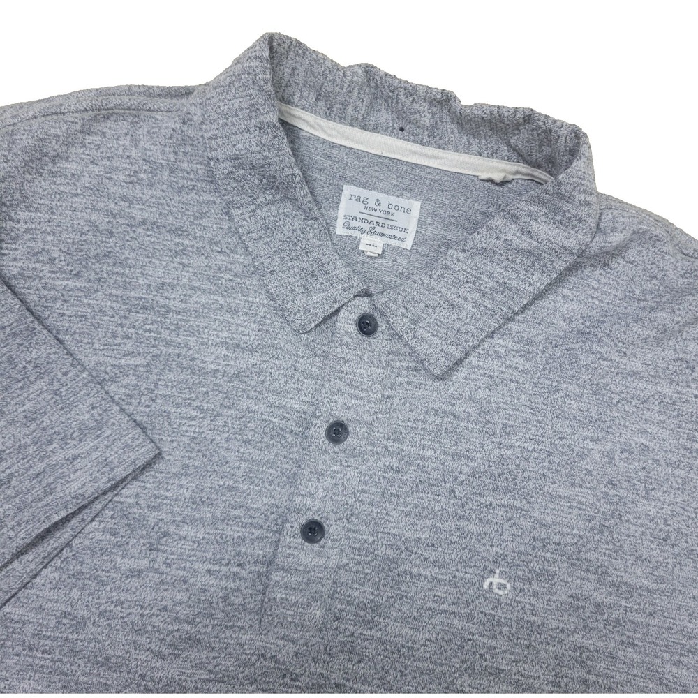 Rag & Bone Standard Issue Mens XL Gray Stretch Knit Short Sleeve Polo